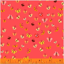 Load image into Gallery viewer, 15-Inch Remnant Butterflies in Coral, Heather Ross 20th Anniversary Collection, Windham Fabrics, 40933A-9
