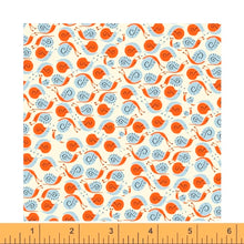 Load image into Gallery viewer, Far Far Away Snails in Blue and Orange, Heather Ross 20th Anniversary Collection, Windham Fabrics, 39660A-7