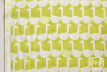 Load image into Gallery viewer, Framework Sitting Geese in Chartreuse, Ellen Baker for Kokka Fabrics, Double Gauze Cotton Fabric, JG-41800-802B
