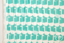 Load image into Gallery viewer, Framework Sitting Geese in Aqua Blue, Ellen Baker for Kokka Fabrics, Double Gauze Cotton Fabric, JG-41800-802C