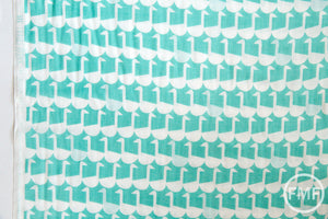 Framework Sitting Geese in Aqua Blue, Ellen Baker for Kokka Fabrics, Double Gauze Cotton Fabric, JG-41800-802C
