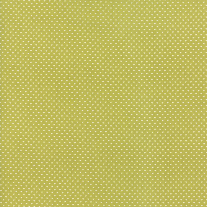 15-Inch End of Bolt Remnant Home Sweet Home Swiss Hearts in Green, Stacy Iest Hsu, 100% Cotton Fabric, Moda Fabrics, 20577 22