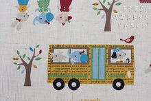 Load image into Gallery viewer, Trefle School Bus, Kokka Fabrics, Japanese Import, Cotton and Linen Blend Fabric