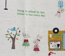 Load image into Gallery viewer, Trefle School Bus, Kokka Fabrics, Japanese Import, Cotton and Linen Blend Fabric