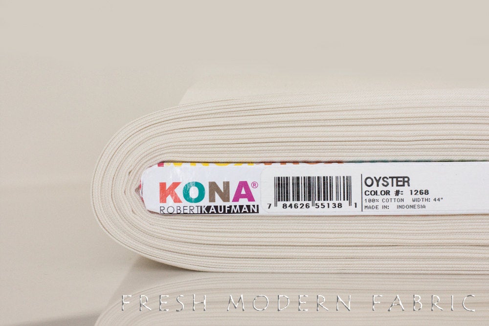 23 Inch End of Bolt Remnant Oyster Kona Cotton Solid Fabric from