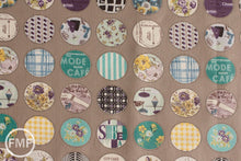 Load image into Gallery viewer, Suzuko Koseki Small Patchwork Circles in Putty, Yuwa Fabric, SZ816975C, 100% Cotton Japanese Fabric