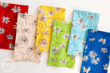 Load image into Gallery viewer, Suzuko Koseki Small Marguerite Daisy in Lime Green, Yuwa Fabric, SZ826012D, 100% Cotton Japanese Fabric