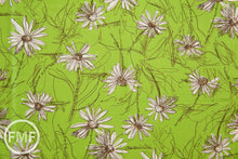 Load image into Gallery viewer, Suzuko Koseki Small Marguerite Daisy in Lime Green, Yuwa Fabric, SZ826012D, 100% Cotton Japanese Fabric