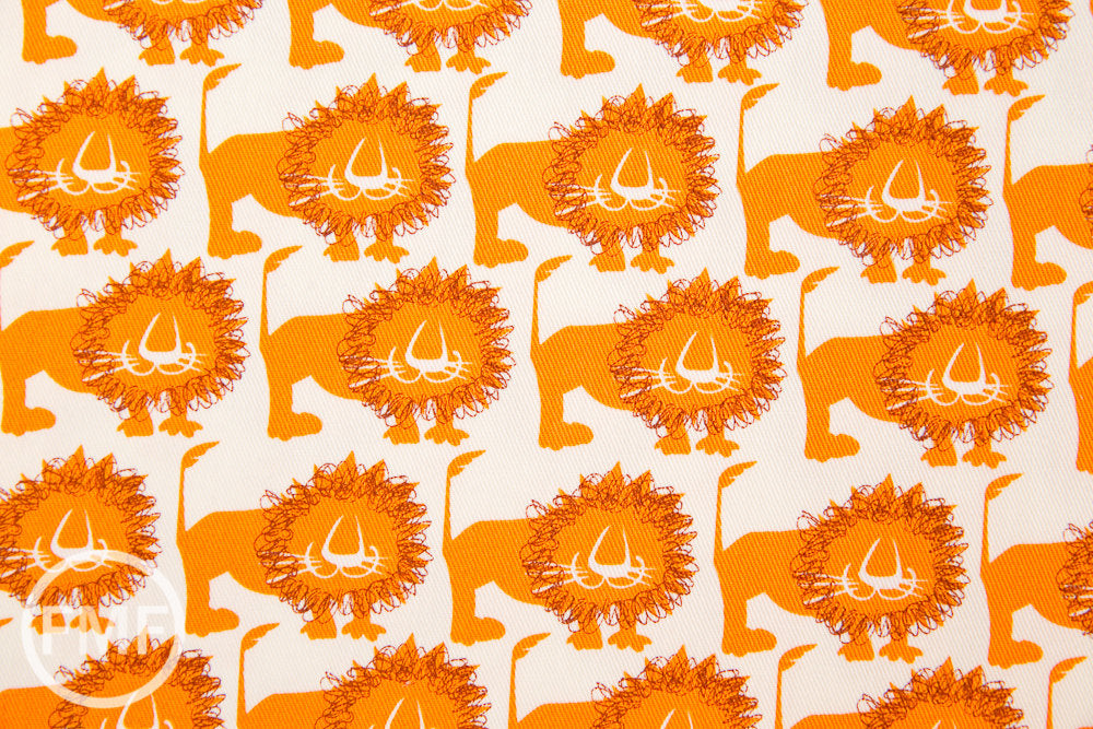 Hokkoh Lions in Orange, Hokkoh Fabrics, 100% Cotton Twill Fabric, 71-205-3A