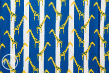 Load image into Gallery viewer, Zoo Candy Giraffe Jail in Yellow and Blue, Hokkoh Fabrics, 100% Cotton Basket Weave Fabric, 71-210-3E
