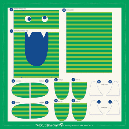 Cut, Sew, Create: Monster Zipper Pouch, Stacy Iest Hsu, 100% Cotton Fabric Panel, 20654-11P