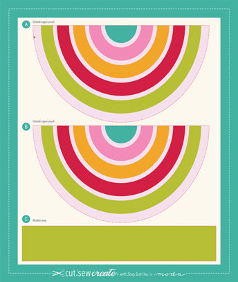 Cut, Sew, Create: Rainbow Zipper Pouch, Stacy Iest Hsu, 100% Cotton Fabric Panel, 20656-11P