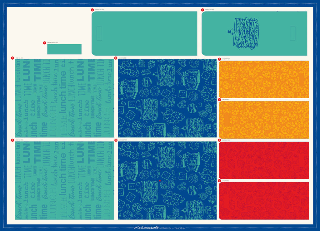 Cut, Sew, Create: Lunch Bag and Snack Bags, Stacy Iest Hsu, 100% Cotton Fabric Panel, 20661-11P