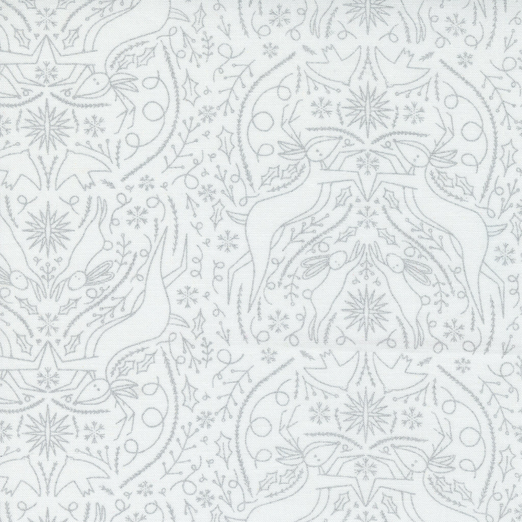 Merrymaking Scandi Damask in Eggnog Silverbells, Gingiber, Moda Fabrics, 48343 11M