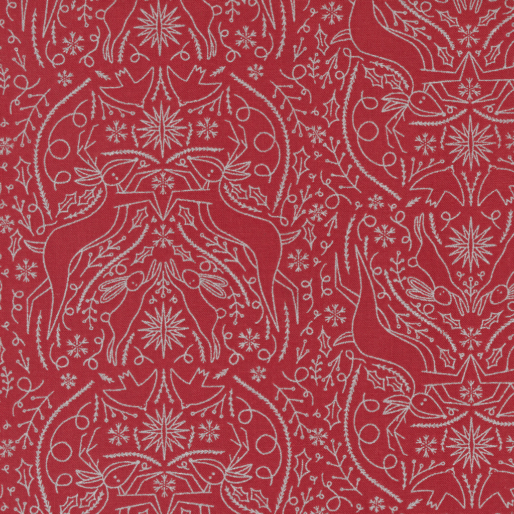 Merrymaking Scandi Damask in Candy Cane, Gingiber, Moda Fabrics, 48343 15M