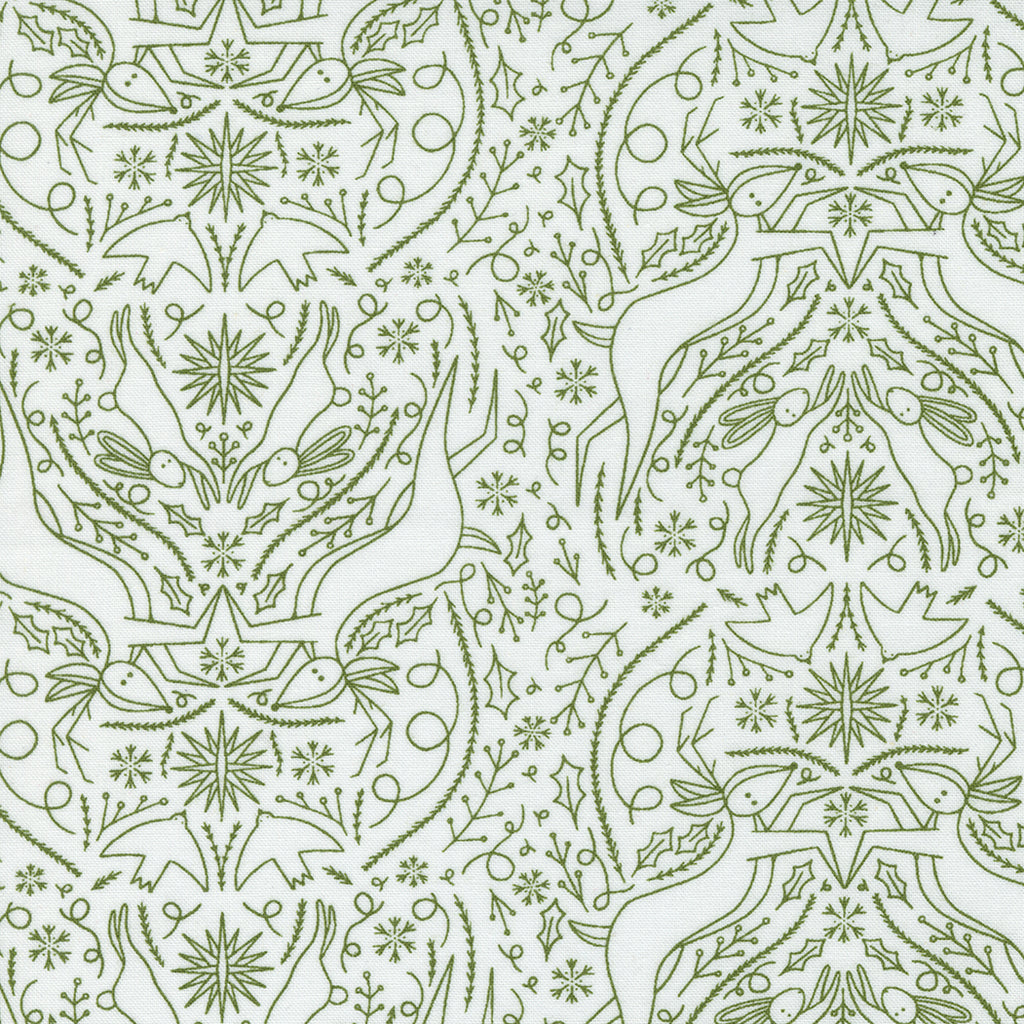 Merrymaking Scandi Damask in Eggnog Evergreen, Gingiber, Moda Fabrics, 48343 21