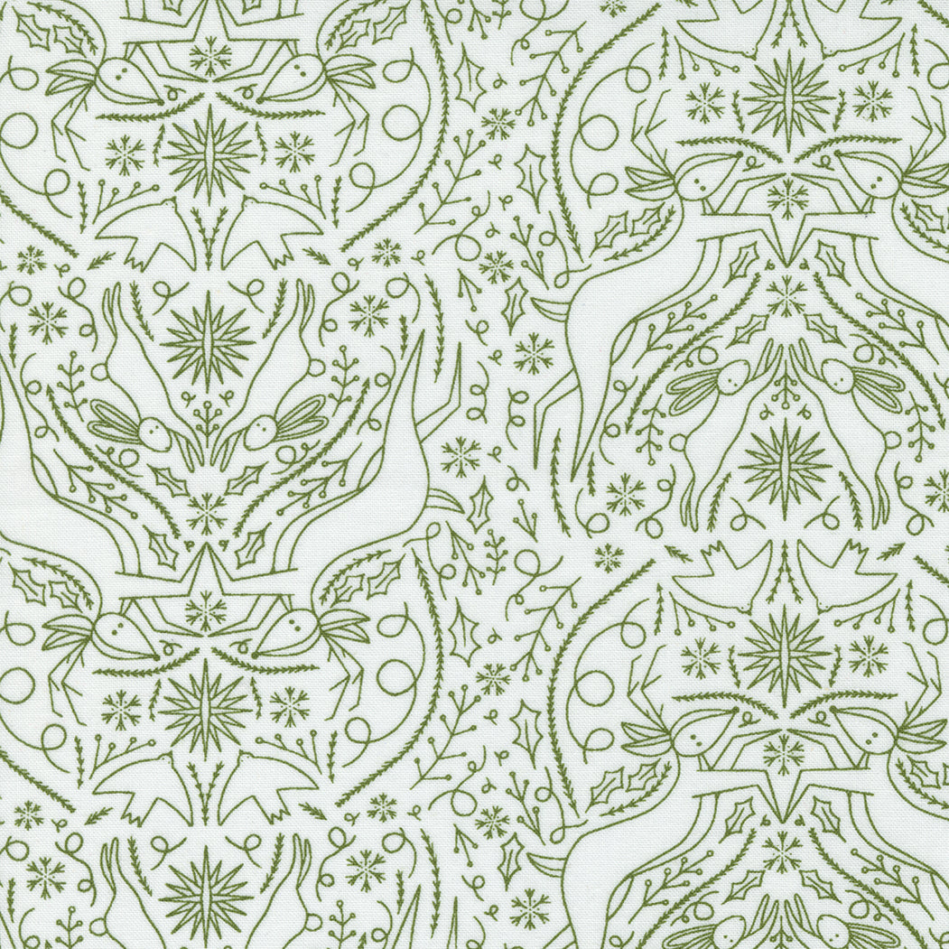 Merrymaking Scandi Damask in Eggnog Evergreen, Gingiber, Moda Fabrics, 48343 21