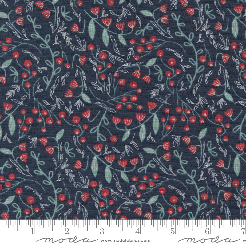 Merrymaking Winter Berries in Winter Night, Gingiber, Moda Fabrics, 48344 12M