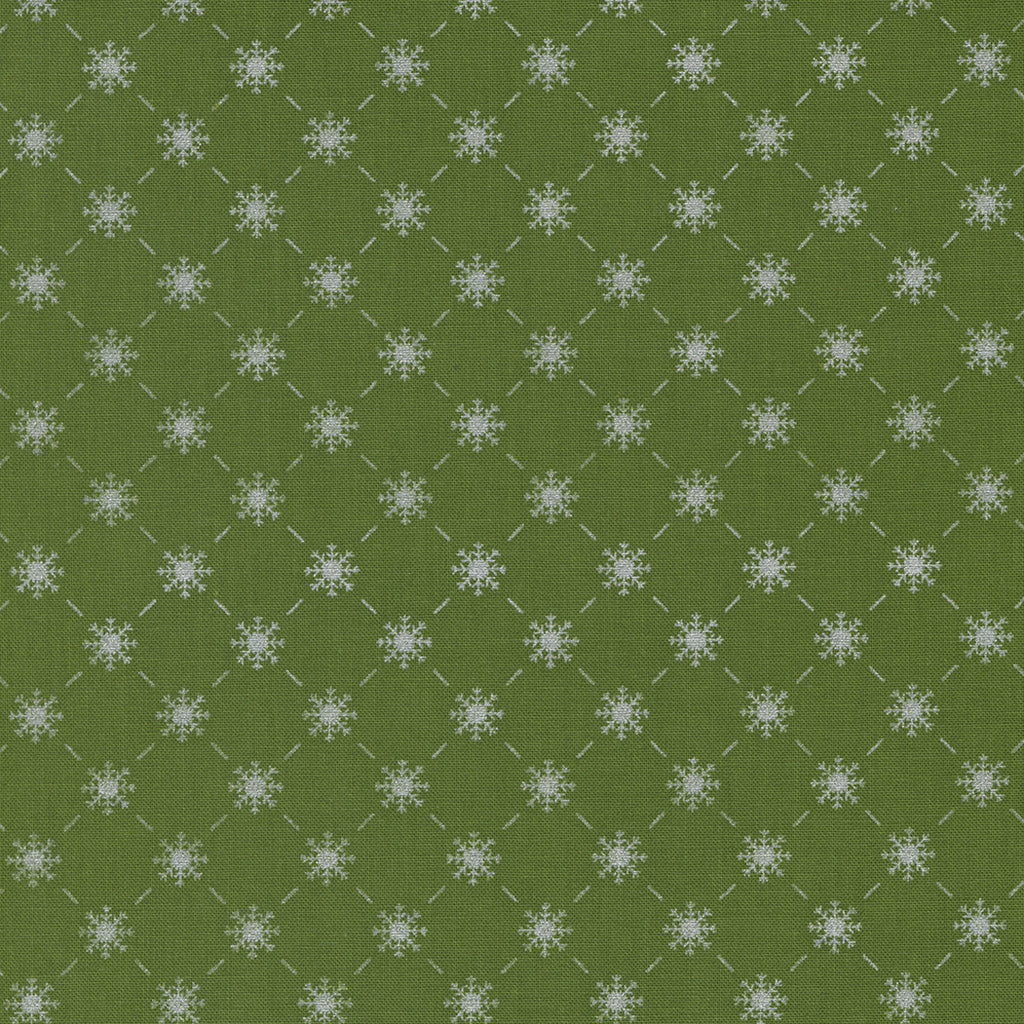 Merrymaking Bias Snowflakes in Evergreen, Gingiber, Moda Fabrics, 48345 14M