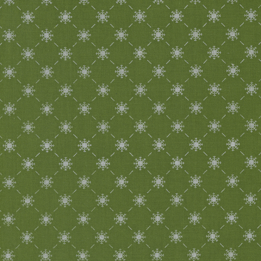 Merrymaking Bias Snowflakes in Evergreen, Gingiber, Moda Fabrics, 48345 14M