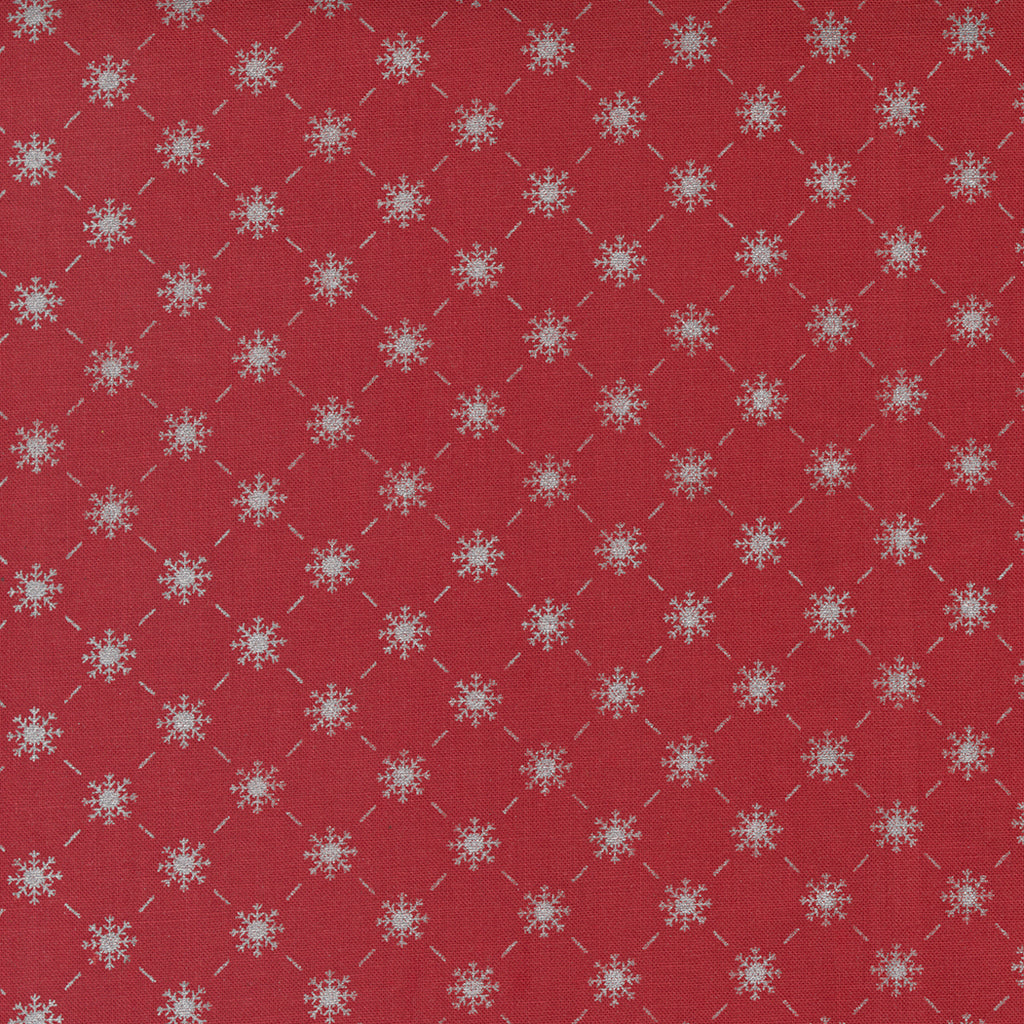 Merrymaking Bias Snowflakes in Candy Cane, Gingiber, Moda Fabrics, 48345 15M