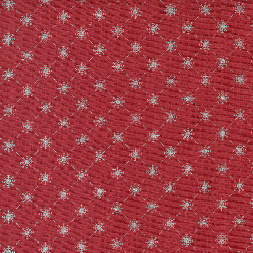 Merrymaking Bias Snowflakes in Candy Cane, Gingiber, Moda Fabrics, 48345 15M