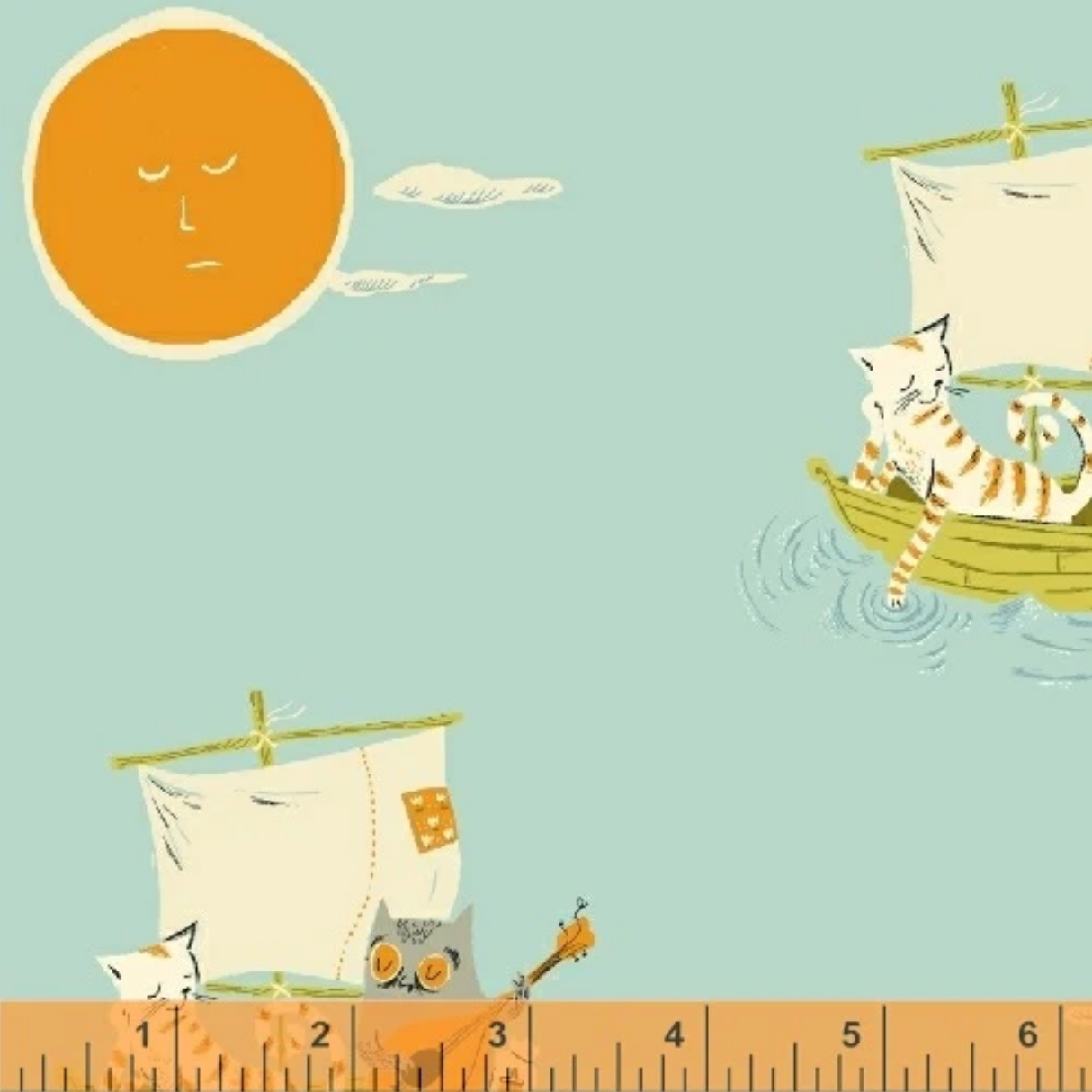 Far Far Away 2 Owl and the Pussycat in Aqua, Heather Ross, 51199-2