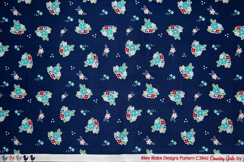 Country Girls Country Floral in Navy, Tasha Noel, C3642 Navy
