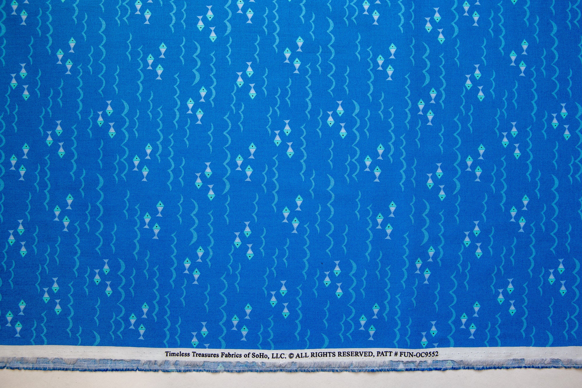Vikings Organic Cotton Fish in Blue, Timeless Treasures, FUN-OC9552