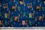 Vikings Organic Cotton, Viking Boats in Navy, Timeless Treasures, FUN-OC9549