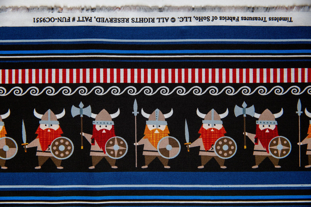 Vikings Organic Cotton, Viking Stripe, Timeless Treasures, FUN-OC9551