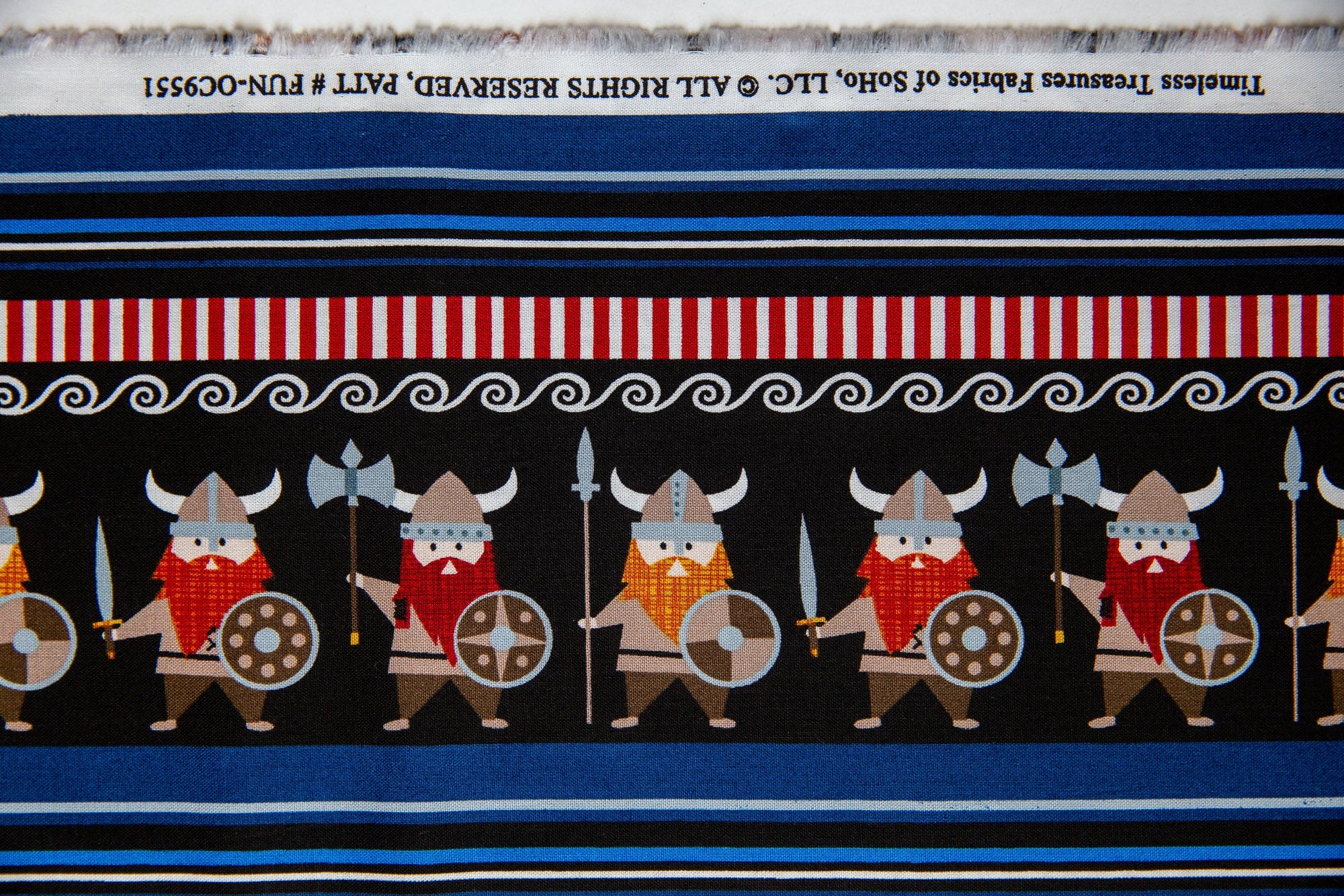 Vikings Organic Cotton, Viking Stripe, Timeless Treasures, FUN-OC9551