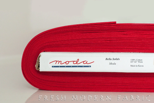 Christmas Red Bella Cotton Solid Fabric from Moda, 9900 16