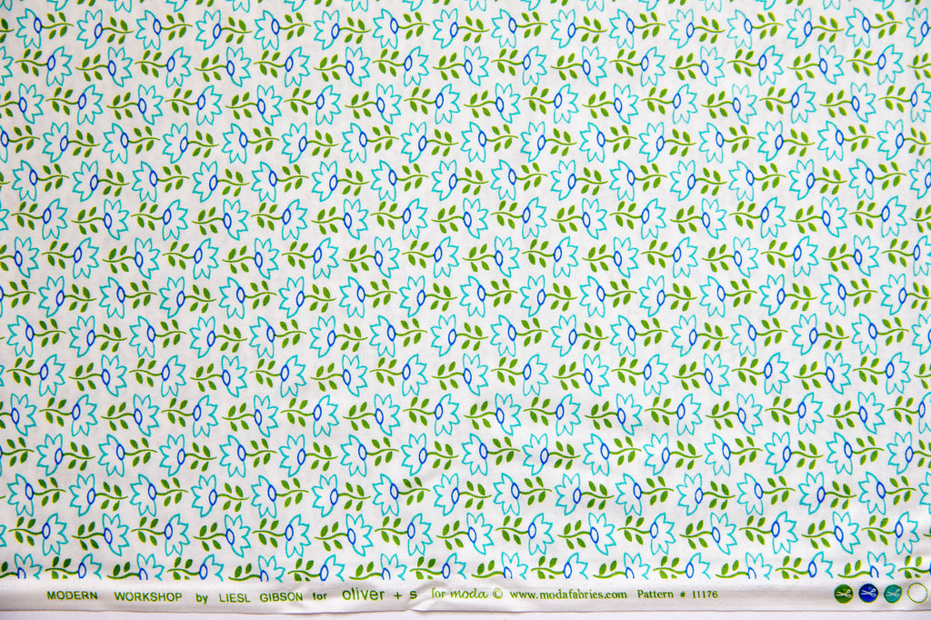 Modern Workshop Cultivated Flower in Creme Aqua, Liesl Gibson, Oliver + S, 11176 13