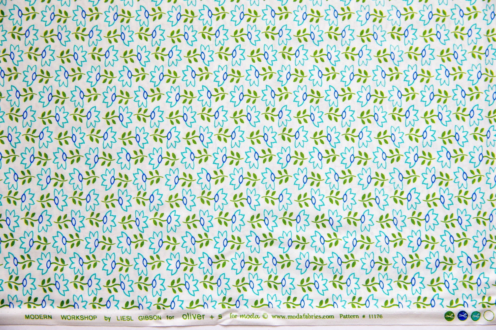 Modern Workshop Cultivated Flower in Creme Aqua, Liesl Gibson, Oliver + S, 11176 13