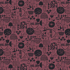 Omatsuri Nakama Kinoko Ippai in Deep Plum Unbleached Fabric, Hitomi Osumi, HO302-DP1U