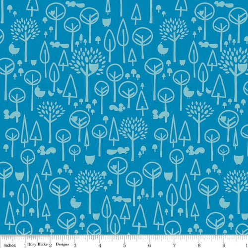 Scenic Route Trees in Blue, Deena Rutter, Riley Blake Designs, 100% Cotton Fabric, C3663-BLUE