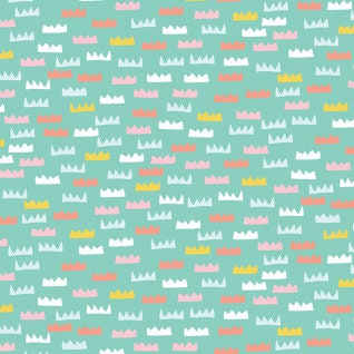 Pine Grove Crowns in Turquoise, Dear Stella Fabrics, 100% Cotton Fabric, Stella-700 Turquoise