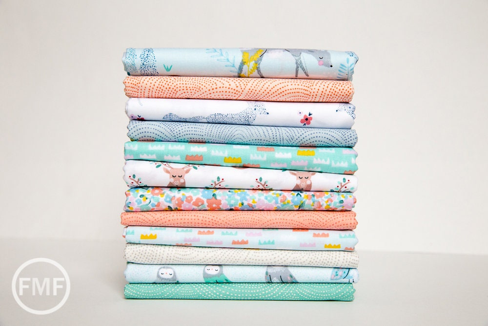 Pine Grove Crowns in Frost, Dear Stella Fabrics, 100% Cotton Fabric, Stella-700 Frost