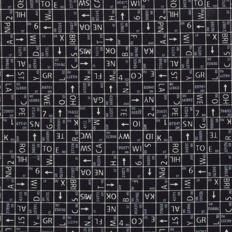 Road 15 One Way in Black, Sweetwater, Moda Fabrics, 100% Cotton Fabric, 5524 12
