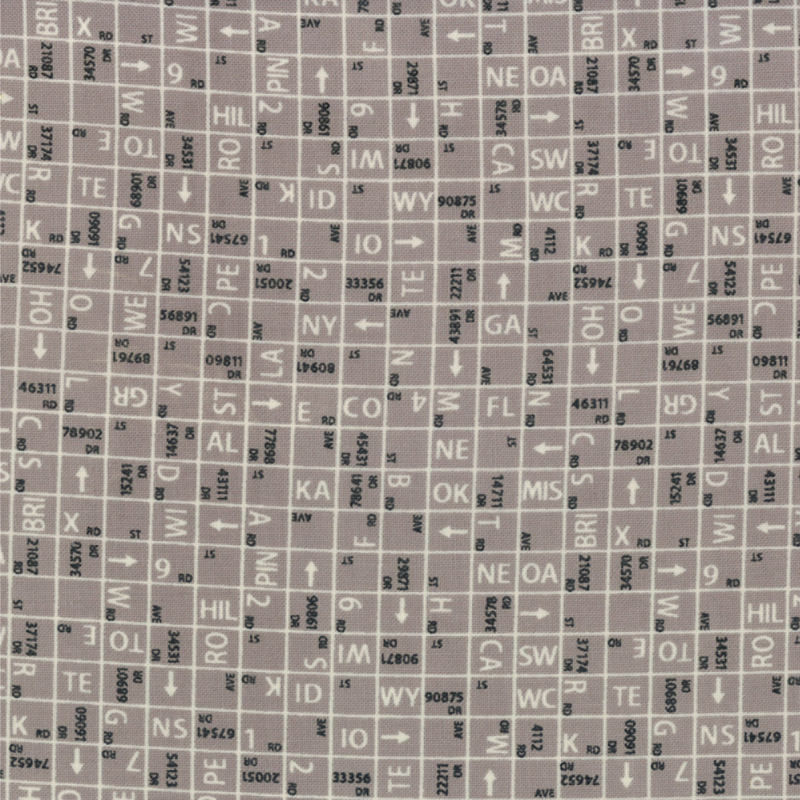 Road 15 One Way in Mist, Sweetwater, Moda Fabrics, 100% Cotton Fabric, 5524 16