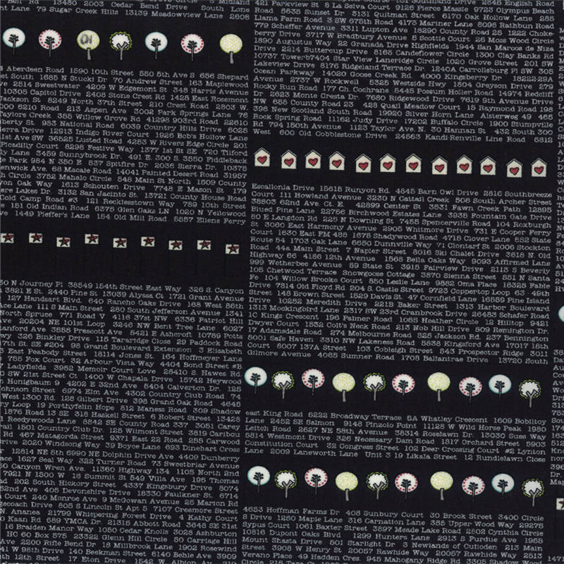 Road 15 Address Book in Black, Sweetwater, Moda Fabrics, 100% Cotton Fabric, 5520 12