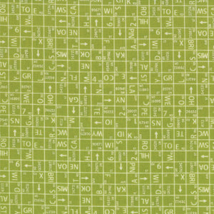 Road 15 One Way in Pickle, Sweetwater, Moda Fabrics, 100% Cotton Fabric, 5524 13
