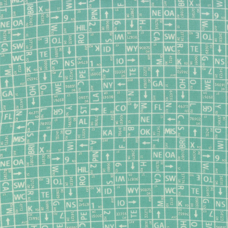 Road 15 One Way in Rain, Sweetwater, Moda Fabrics, 100% Cotton Fabric, 5524 14