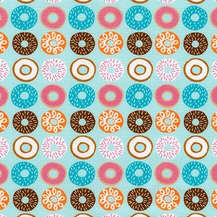 Suzy's Minis 2 Donuts in Aqua, Suzy Ultman, Robert Kaufman Fabrics, 100% Cotton Fabric, ASD-17217-70 AQUA