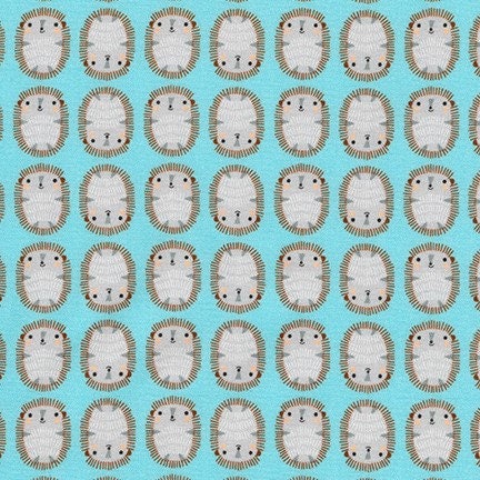 Suzy's Minis 2 Hedgehogs in Aqua, Suzy Ultman, Robert Kaufman Fabrics, 100% Cotton Fabric, ASD-17218-70 AQUA