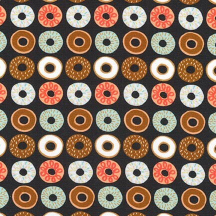 Suzy's Minis 2 Donuts in Black, Suzy Ultman, Robert Kaufman Fabrics, 100% Cotton Fabric, ASD-17217-2 BLACK