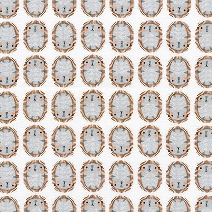 Suzy's Minis 2 Hedgehogs in White, Suzy Ultman, Robert Kaufman Fabrics, 100% Cotton Fabric, ASD-17218-1 WHITE