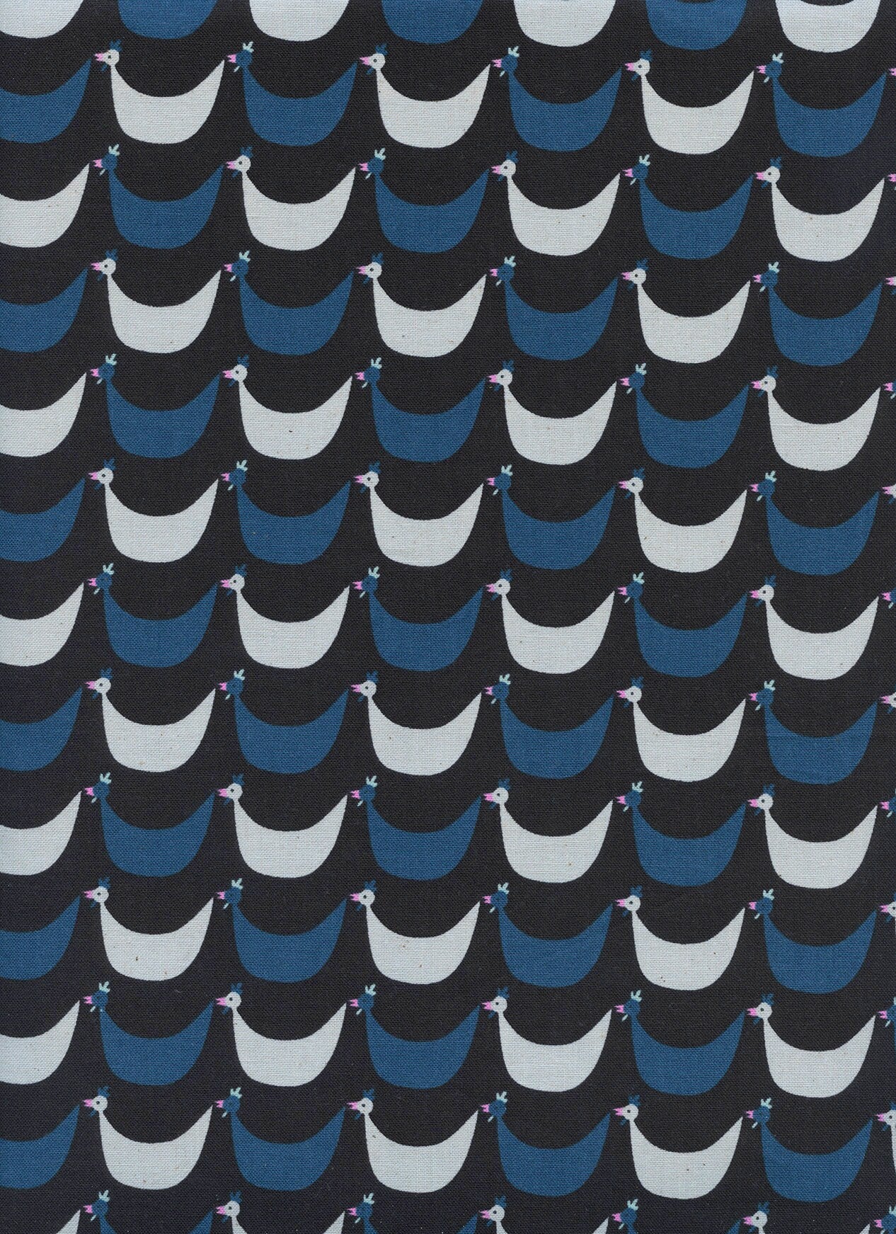 Welsummer Flock in Black, Kim Kight, Cotton and Steel, RJR Fabrics, 100% Cotton Fabric, 3060-01