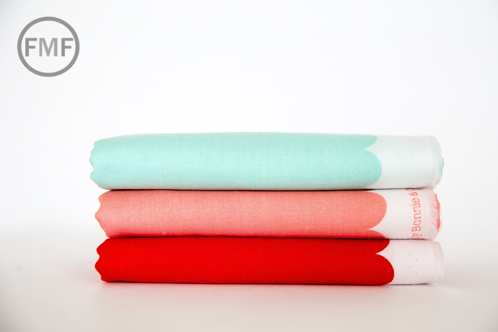 Vintage Holiday Scallop Border Solid in Pink, Bonnie and Camille, 100% Cotton, Moda Fabrics, 55169 14